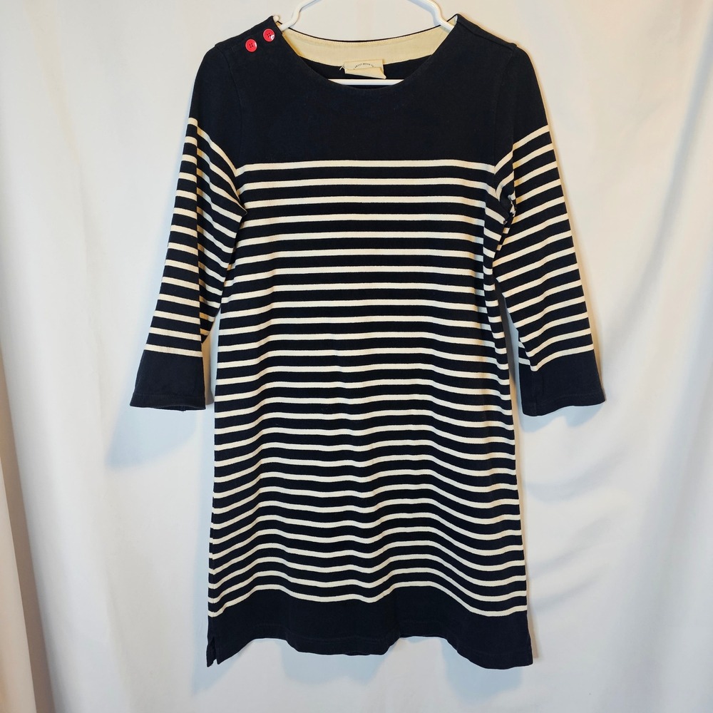 Allihop Anthropologie Dress Womens Small Navy Blue Nautical Breton Stripe Preppy